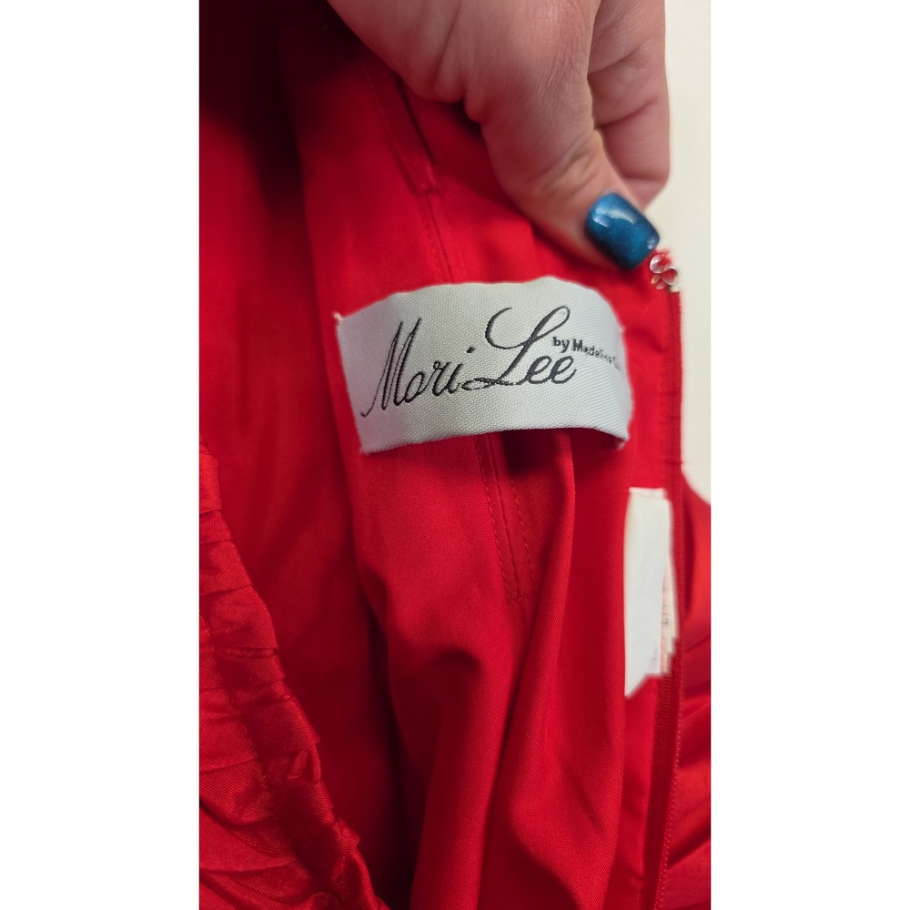 Mori Lee Prom Dress Womens 1/2 Red Formal Rhinestone Mermaid Maxi Glam Hollywood - Picture 5 of 16